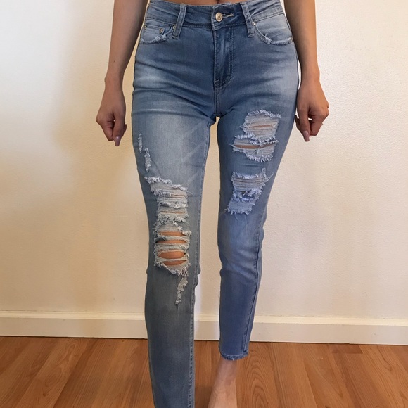 🆕 Distressed Super Stretch Ankle Skinny Jeans - Picture 2 of 8